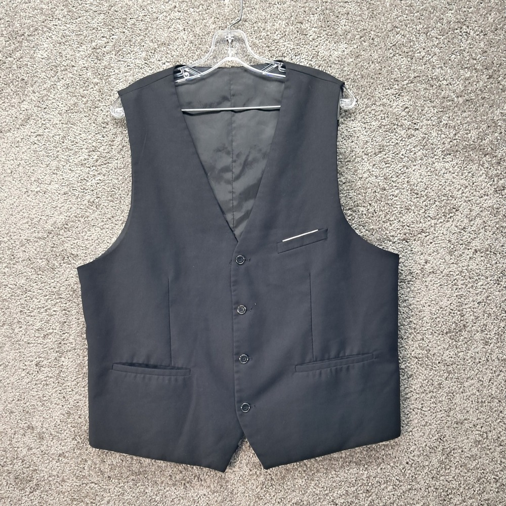 Unbranded Mens Black‎ Formal Suit Vest Waistcoat Size 2XL Adjustable Back Strap